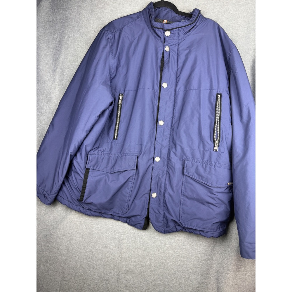 Tommy Bahama Mens Blue Field Jacket Quilted Fleece Lined XXL Zip Snap Utility